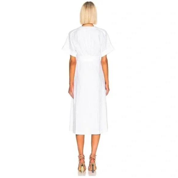 Equipment Femme White Linen Nauman Dress Size 10 NWT - Picture 3 of 11
